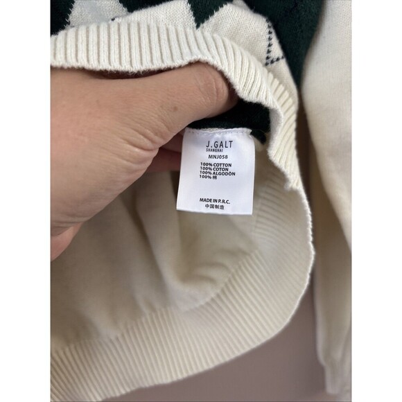 John Galt Women’s Green Beige Checkered Sweater Size Small - Picture 4 of 7